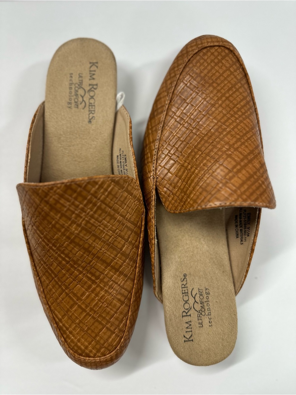 Kim Rogers Emily Brown Woven Mule Loafers 9.5 M Ultra Comfort Slip On